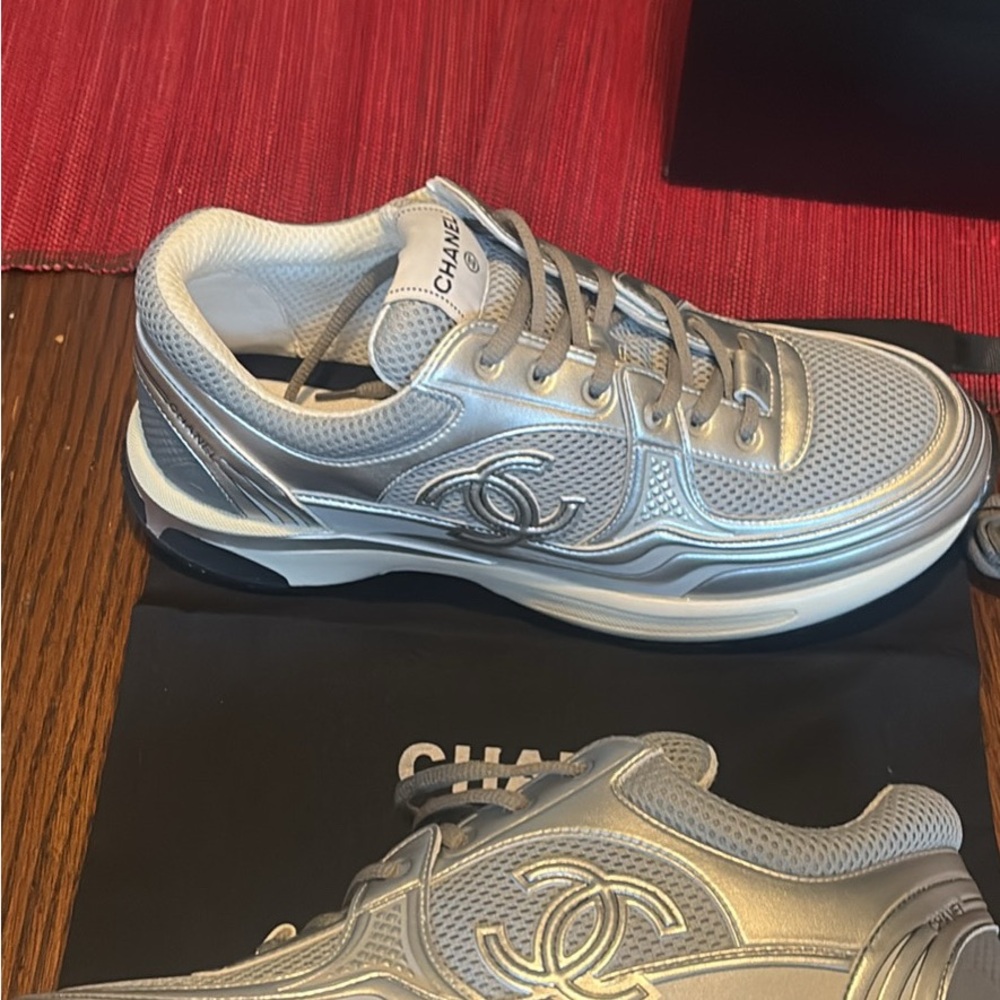 Chanel Silver Trainers